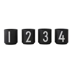 4 Tazas Espresso Design Letters Negro